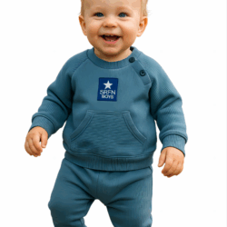 Σετ βρεφικό πλεκτό ριγέ SRFN Γαλάζιο