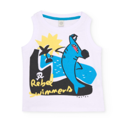 Παιδική αμάνικη μπλούζα αγόρι λευκή tuc tuc