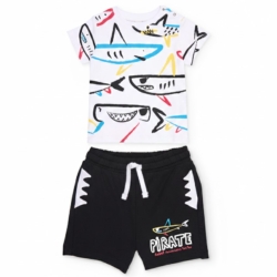 Παιδικό σετ καλοκαιρινό αγόρι tuc tuc λευκό/μαύρο