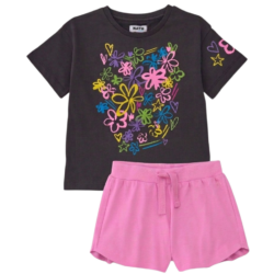 Παιδικό σετ καλοκαιρινό t-shirt & σορτς γκρι/ροζ Nath