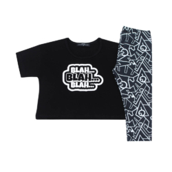 Παιδικό/εφηβικό σετ crop top και κολάν capri κορίτσι μαύρο Prod