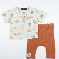Βρεφικό σετ καλοκαιρινό για αγόρι πορτοκαλί Prod