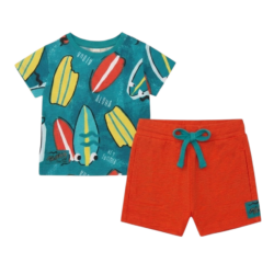 Παιδικό σετ καλοκαιρινό πράσινο/πορτοκαλί αγόρι Tuc tuc