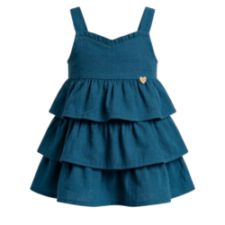 Βρεφικό φόρεμα με βολάν μπλε Serafino
