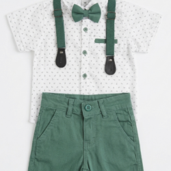 Παιδικό σετ καλοκαιρινό επίσημο 4τμχ αγόρι λευκό/φυστικί Prod