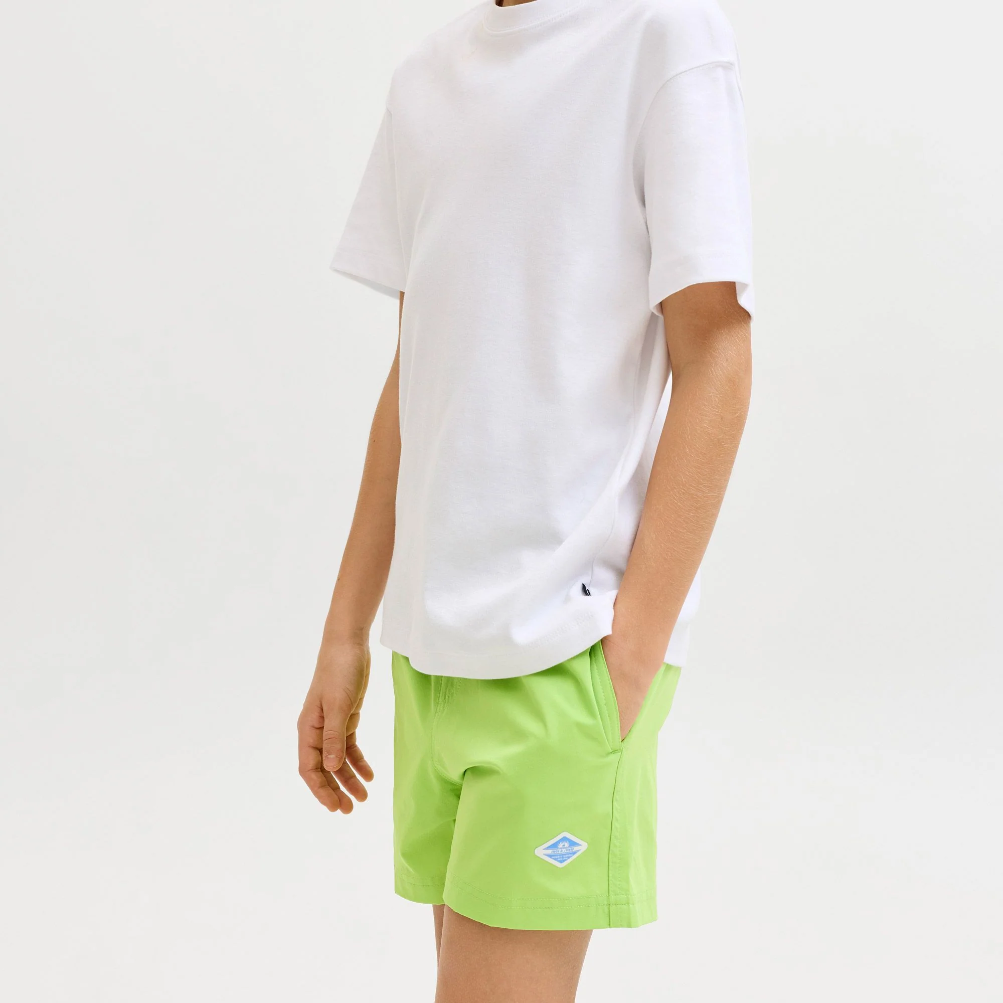 Παιδικό/εφηβικό μαγιό σορτς Jack & Jones Maui Tropic Solid Λαχανί - Image 3